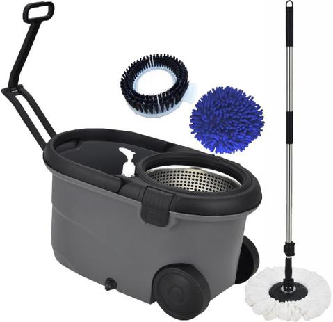 Mop Giratório Balde Esfregão Limpador Microfibra Limpeza Pesada Piso Pó 1,60m Cesto Inox Centrifugação 360 Multiuso - Perfect Menor preço em Mop Giratório Balde Esfregão Limpador Microfibra Limpeza Pesada Piso Pó 1,60m Cesto Inox Centrifugação 360 Multiuso - Perfect