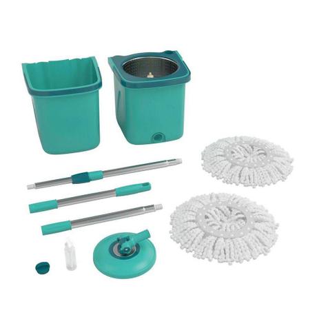 Mop Giratório Pro Flash Limp Cesto Inox Esfregão + Refil Extra Menor preço em Mop Giratório Pro Flash Limp Cesto Inox Esfregão + Refil Extra