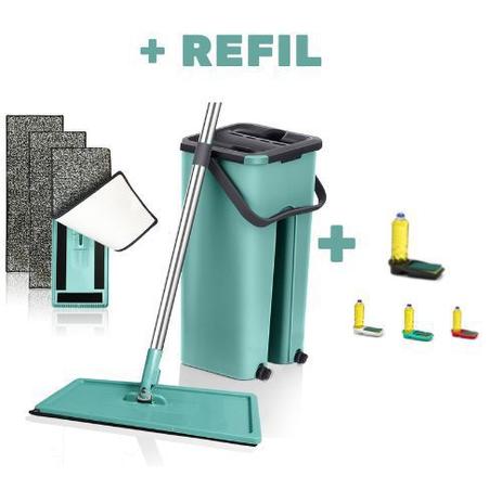 Mop Rodo Flat Esfregão Tampa Vazao De Agua + Refil + Porta Detergente Extra - WashDry Menor preço em Mop Rodo Flat Esfregão Tampa Vazao De Agua + Refil + Porta Detergente Extra - WashDry
