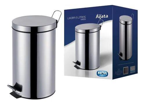 Mor 8222 Lixeira 5 Litros Agata, Inox Menor preço em Mor 8222 Lixeira 5 Litros Agata, Inox