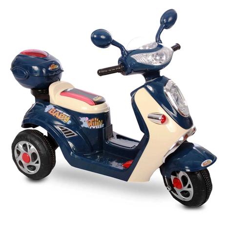 Moto Elétrica Infantil Modelo Lambreta Azul Banco Estofado Com Baú Entrada Auxiliar MP3 6V - Bel fix Menor preço em Moto Elétrica Infantil Modelo Lambreta Azul Banco Estofado Com Baú Entrada Auxiliar MP3 6V - Bel fix