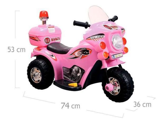 Moto Elétrica Infantil Triciclo Elétrico BZ Cycle Rosa com luz de farol e sirene Barzi Motors Menor preço em Moto Elétrica Infantil Triciclo Elétrico BZ Cycle Rosa com luz de farol e sirene Barzi Motors