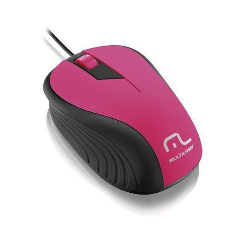 Mouse emborrachado rosa e preto c/ fio usb mo223 multilaser - Multlaser Menor preço em Mouse emborrachado rosa e preto c/ fio usb mo223 multilaser - Multlaser
