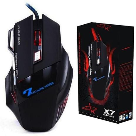 Mouse Gamer Estone X7 2400dpi Ergonomic Red Blue - Import Menor preço em Mouse Gamer Estone X7 2400dpi Ergonomic Red Blue - Import