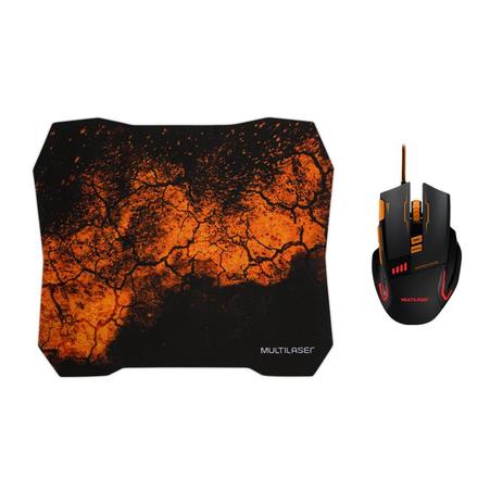 Mouse Gamer Multilaser 3200DPI 8 Botões Preto e Laranja com LED e Mousepad Incluso MO256 Menor preço em Mouse Gamer Multilaser 3200DPI 8 Botões Preto e Laranja com LED e Mousepad Incluso MO256