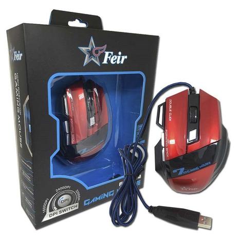 Mouse Gamer Óptico 7 Gaming 2400dpi Com Cabo Usb Original FEIR FR 404 VERMELHO Menor preço em Mouse Gamer Óptico 7 Gaming 2400dpi Com Cabo Usb Original FEIR FR 404 VERMELHO