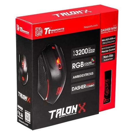 Mouse Gamer TT SPORTS Talon X OPTICAL/OMRON/BLACK MO-CPC-WDOOBK-01 - Thermaltake Menor preço em Mouse Gamer TT SPORTS Talon X OPTICAL/OMRON/BLACK MO-CPC-WDOOBK-01 - Thermaltake