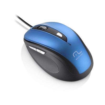 Mouse Multilaser Com Fio 1600Dpi USB 6 Botões Preto e Azul M Menor preço em Mouse Multilaser Com Fio 1600Dpi USB 6 Botões Preto e Azul M