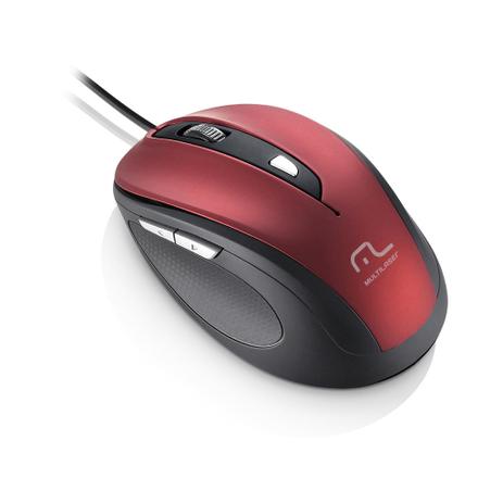 Mouse Multilaser Com Fio 1600Dpi USB 6 Botões Preto e Vermelho MO243 Menor preço em Mouse Multilaser Com Fio 1600Dpi USB 6 Botões Preto e Vermelho MO243