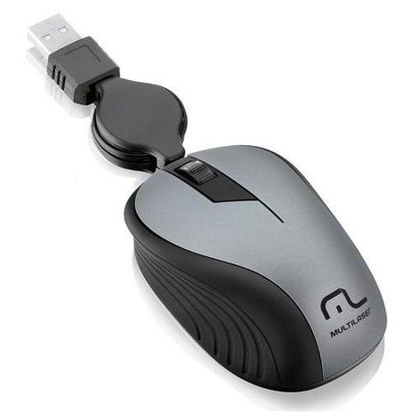 Mouse Multilaser Emborrachado Retratil Cinza MO232 Menor preço em Mouse Multilaser Emborrachado Retratil Cinza MO232