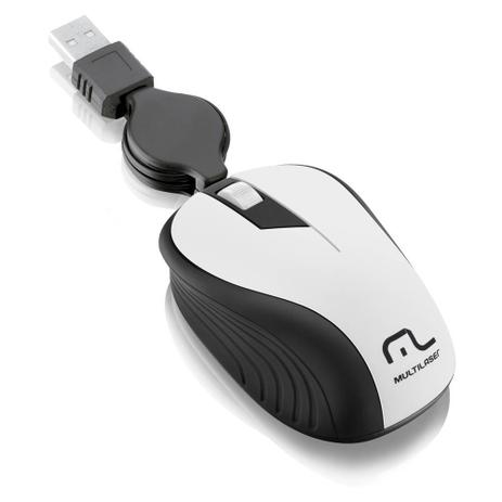Mouse Óptico cabo retrátil Usb 1200dpi Branco e Preto Wave Multilaser MO234 Menor preço em Mouse Óptico cabo retrátil Usb 1200dpi Branco e Preto Wave Multilaser MO234