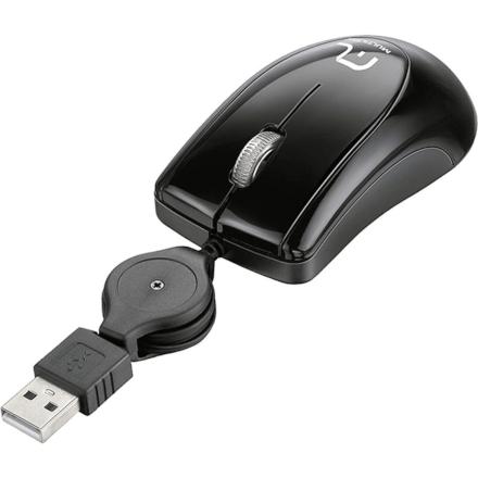 Mouse Óptico com Cabo Retrátil 800dpi Preto Multilaser - MO0 Menor preço em Mouse Óptico com Cabo Retrátil 800dpi Preto Multilaser - MO0