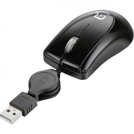 Mouse Óptico com Cabo Retrátil 800dpi Preto Multilaser - MO048 Menor preço em Mouse Óptico com Cabo Retrátil 800dpi Preto Multilaser - MO048