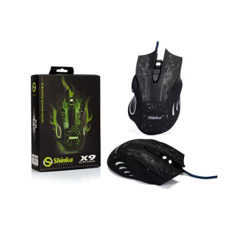 Mouse Optico Gamer 2400 DPI com 6 Botoes e Fio NYLON de 1,5M Shinka X9 Shinka Menor preço em Mouse Optico Gamer 2400 DPI com 6 Botoes e Fio NYLON de 1,5M Shinka X9 Shinka