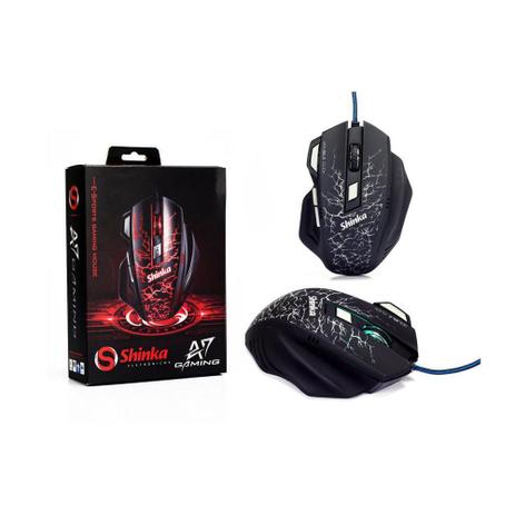 Mouse Optico Gamer 3200 DPI com 7 Botoes e Fio NYLON de 1,5M Shinka A7 Shinka Menor preço em Mouse Optico Gamer 3200 DPI com 7 Botoes e Fio NYLON de 1,5M Shinka A7 Shinka