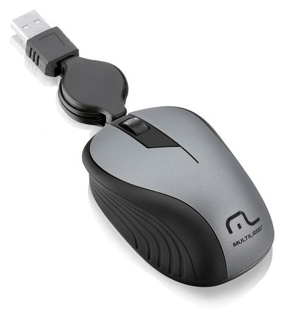 Mouse Óptico Retrátil Multilaser 1200dpi USB Cinza MO232 Menor preço em Mouse Óptico Retrátil Multilaser 1200dpi USB Cinza MO232