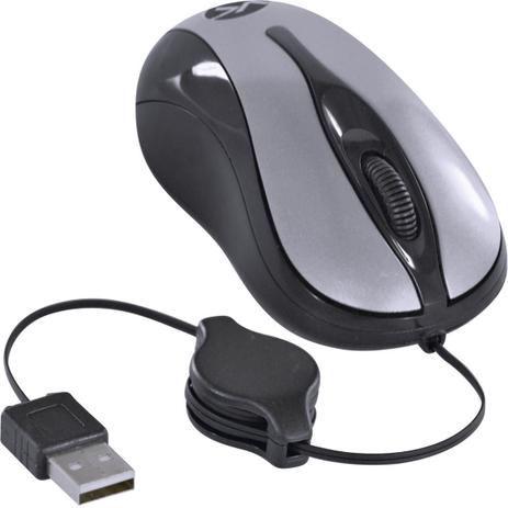 Mouse Óptico Retrátil Vinik MR40 800 DPI Preto com Prata Menor preço em Mouse Óptico Retrátil Vinik MR40 800 DPI Preto com Prata