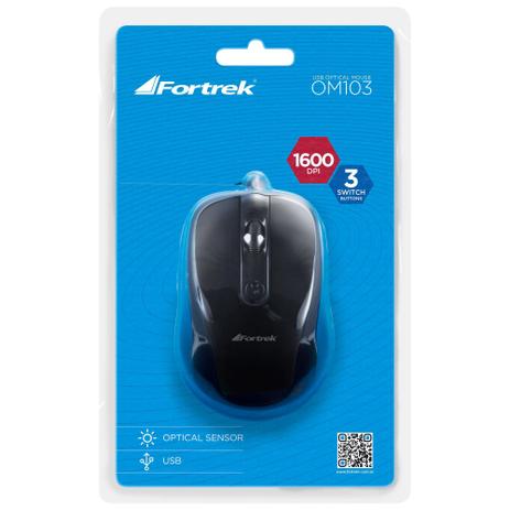 Mouse Óptico USB OM-103 Preto - Fortrek Menor preço em Mouse Óptico USB OM-103 Preto - Fortrek