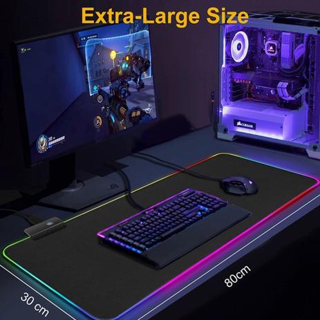 Mouse Pad Grande Emborrachado Exbom Led Gamer Menor preço em Mouse Pad Grande Emborrachado Exbom Led Gamer