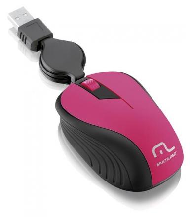 Mouse Retratil Emborrachado Rosa Usb Multilaser - MO233 Menor preço em Mouse Retratil Emborrachado Rosa Usb Multilaser - MO233