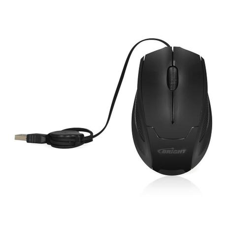 Mouse Retrátil Mini Óptico USB Preto 0111 Bright 1un Menor preço em Mouse Retrátil Mini Óptico USB Preto 0111 Bright 1un