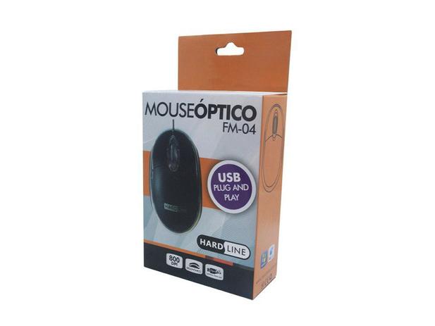 Mouse Usb Óptico Hard Line FM04 Preto Menor preço em Mouse Usb Óptico Hard Line FM04 Preto