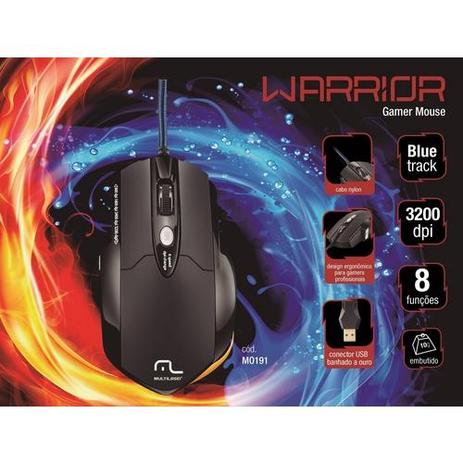 Mouse Warrior Gamer Pro Com 8 Botões 3200dpi + Mousepad Mo191 Multilaser Menor preço em Mouse Warrior Gamer Pro Com 8 Botões 3200dpi + Mousepad Mo191 Multilaser