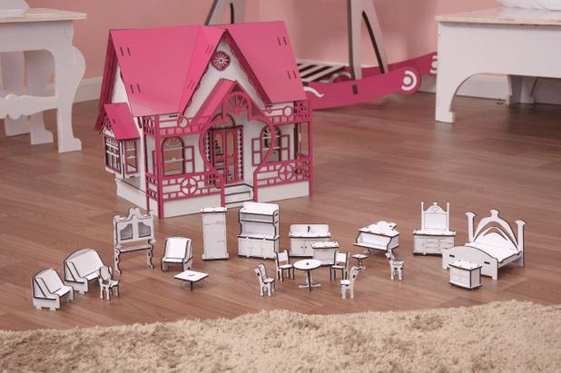 Móveis MDF Branco Escala Boneca Polly 21 Peças - Darama Menor preço em Móveis MDF Branco Escala Boneca Polly 21 Peças - Darama