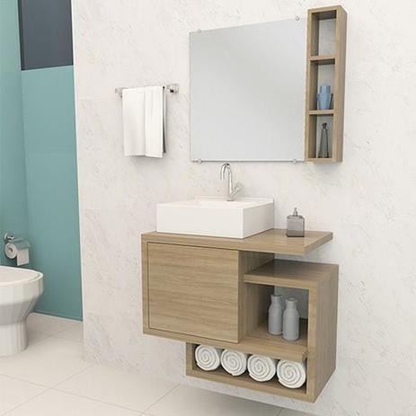 Móvel Gabinete Para Banheiro Kit Completo 60CM Carvalho - Primolar Menor preço em Móvel Gabinete Para Banheiro Kit Completo 60CM Carvalho - Primolar
