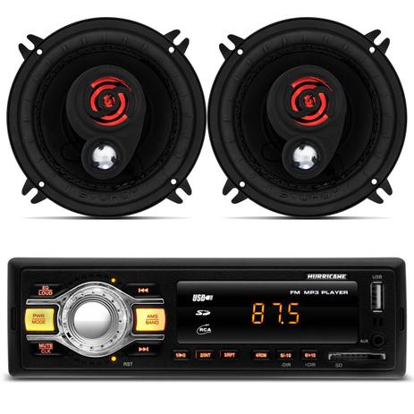 MP3 Player Hurricane Hr-412 USB + Par Alto Falante 5 Polegadas 100 RMS Triaxial Sturdy - Prime Menor preço em MP3 Player Hurricane Hr-412 USB + Par Alto Falante 5 Polegadas 100 RMS Triaxial Sturdy - Prime