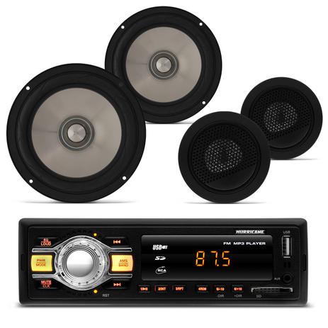 MP3 Player Hurricane HR-412 USB SD AUX + Par Alto Falantes Selenium 6 Polegadas + 2 tweeters 120 RMS - Prime Menor preço em MP3 Player Hurricane HR-412 USB SD AUX + Par Alto Falantes Selenium 6 Polegadas + 2 tweeters 120 RMS - Prime