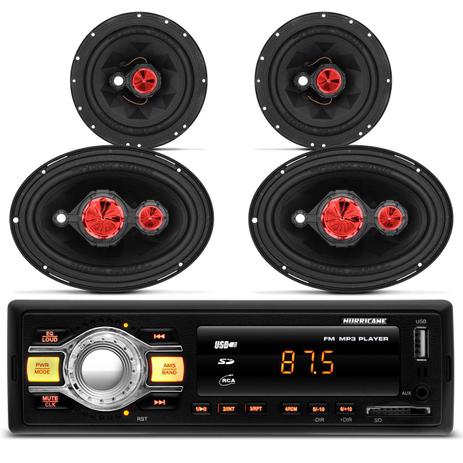MP3 Player Hurricane HR412 USB SD AUX + Kit Fácil Bomber Par Alto Falantes 6 e 6x9 Polegadas 240 RMS - Prime é boa?