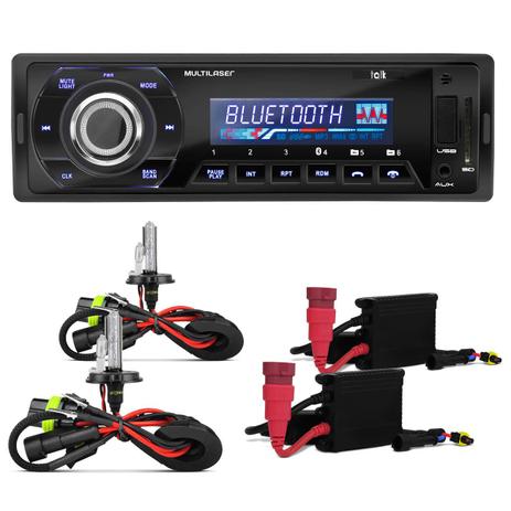 MP3 Player Multilaser P3214 1 Din Bluetooth USB SD AUX FM WMA + KIT Xenon H4-2 6000K - Prime Menor preço em MP3 Player Multilaser P3214 1 Din Bluetooth USB SD AUX FM WMA + KIT Xenon H4-2 6000K - Prime