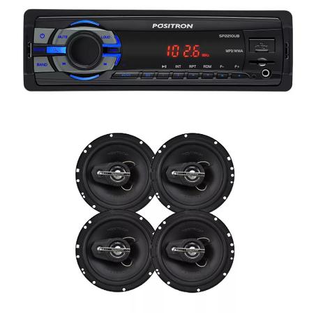 Mp3 Player Positron Sp2210 Usb Sd Radio Fm 1din e Kit 4 Alto Falante 6 240w Rms Menor preço em Mp3 Player Positron Sp2210 Usb Sd Radio Fm 1din e Kit 4 Alto Falante 6 240w Rms