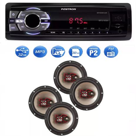 Mp3 Player Positron Sp2210 Usb Sd Radio Fm e Kit 4 Auto Falante Bravox 6 Pol 50w - Positron / bravox Menor preço em Mp3 Player Positron Sp2210 Usb Sd Radio Fm e Kit 4 Auto Falante Bravox 6 Pol 50w - Positron / bravox
