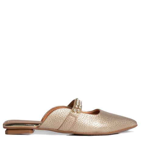 mule feminino dourado