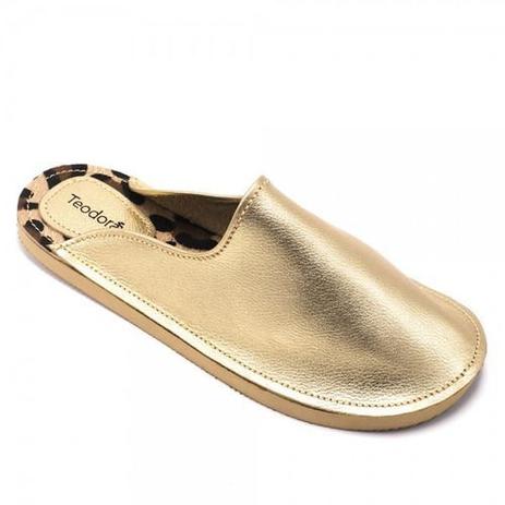 mule feminino dourado