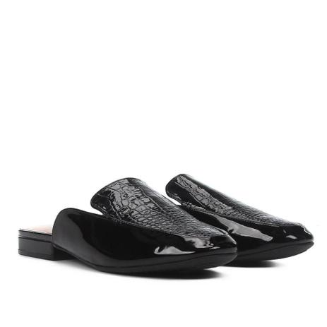 Mule Vizzano Básica Croco Verniz Menor preço em Mule Vizzano Básica Croco Verniz