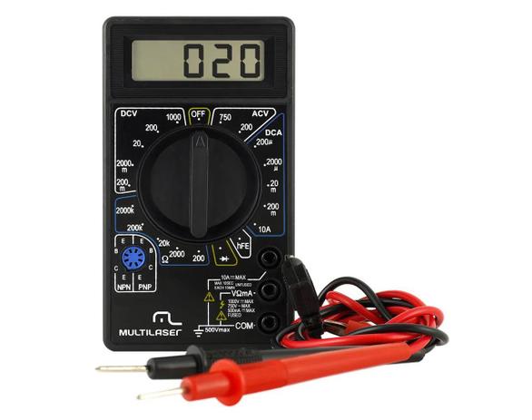 Multímetro Digital Corrente Ac Dc Tensão 200m 1000v Bat 9v - Multilaser Menor preço em Multímetro Digital Corrente Ac Dc Tensão 200m 1000v Bat 9v - Multilaser