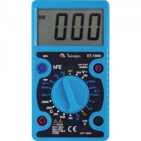 Multimetro Digital ET-1000 Azul MINIPA - Marca Menor preço em Multimetro Digital ET-1000 Azul MINIPA - Marca
