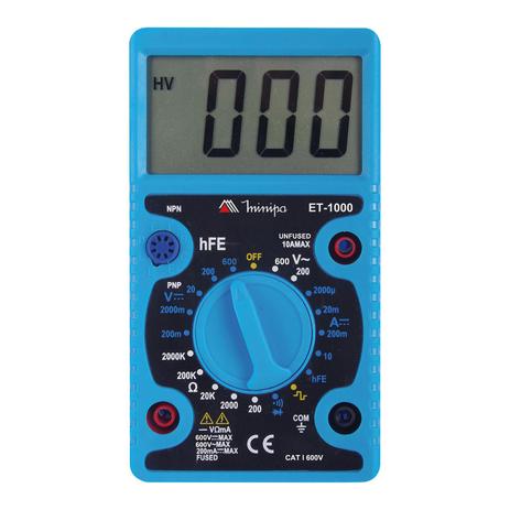 Multímetro Digital Minipa Et-1000 Display Lcd Tensão Dc/Ac Azul Menor preço em Multímetro Digital Minipa Et-1000 Display Lcd Tensão Dc/Ac Azul