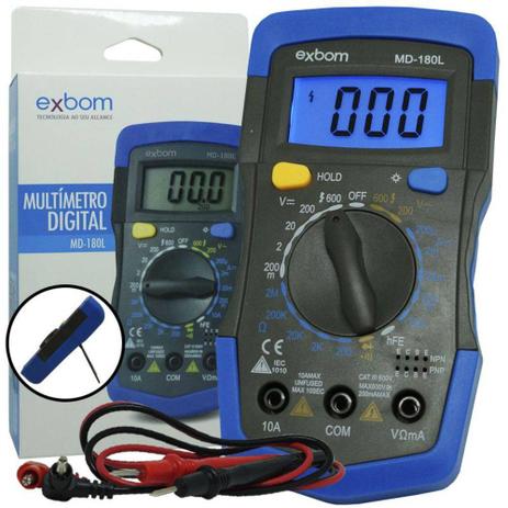 Multimetro Digital Profissional Portátil Com Cabo Exbom MD-180L Menor preço em Multimetro Digital Profissional Portátil Com Cabo Exbom MD-180L