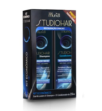 Muriel Kit Studio Hair Shampoo e cond. Restauração e Maciez 250ml Menor preço em Muriel Kit Studio Hair Shampoo e cond. Restauração e Maciez 250ml