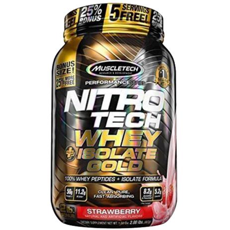 Muscletech Nitro Tech Whey Isolate Gold Morango 907g Menor preço em Muscletech Nitro Tech Whey Isolate Gold Morango 907g