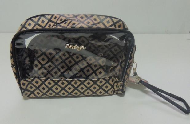 N10 Kit 03 Bolsa Necessaire Frasqueira Maarrom Claro C/detalhes Preto - Rubys Menor preço em N10 Kit 03 Bolsa Necessaire Frasqueira Maarrom Claro C/detalhes Preto - Rubys