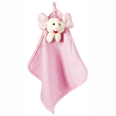 Naninha Grande Malha Rosa Elefante com Prendedor de Chupeta - Talismã Menor preço em Naninha Grande Malha Rosa Elefante com Prendedor de Chupeta - Talismã