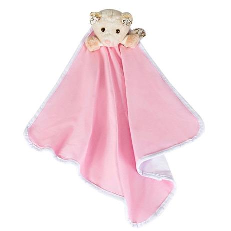Naninha Grande Malha Rosa Ursa Bege com Prendedor de Chupeta - Talismã Menor preço em Naninha Grande Malha Rosa Ursa Bege com Prendedor de Chupeta - Talismã