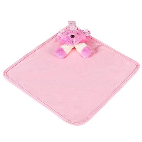 Naninha Grande Malha Rosa Ursa com Prendedor de Chupeta - Talismã Menor preço em Naninha Grande Malha Rosa Ursa com Prendedor de Chupeta - Talismã