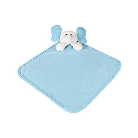 Naninha Pequena Malha Azul Elefante com Prendedor de Chupeta - Talismã Menor preço em Naninha Pequena Malha Azul Elefante com Prendedor de Chupeta - Talismã