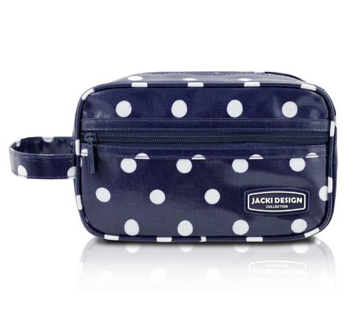 Necessaire C/ Alça Lateral Bolinha Azul Escuro Plástico - Jacki design Menor preço em Necessaire C/ Alça Lateral Bolinha Azul Escuro Plástico - Jacki design